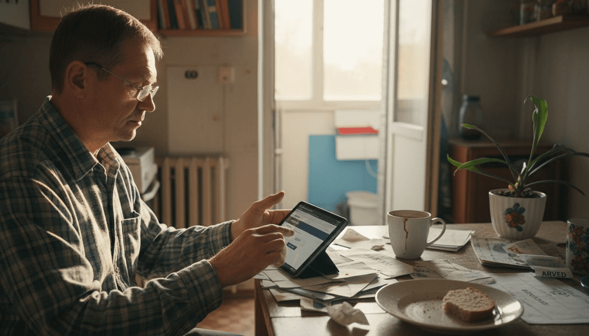 Man testing e-store usability at home