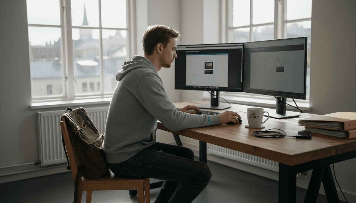 Web developer working on website design
